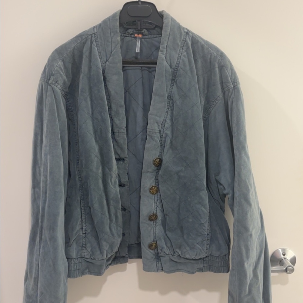 Free People Main Squeeze quilted puffer Jacket - blue velvet